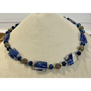 VTG Murano Glass & Crystal Necklace W/ Magnetic Gold Tone Closure Fairycore
